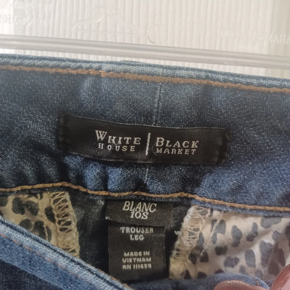 SOLD WHBM Leopard Print Detail Straight Leg Jeans - Picture 2 of 7